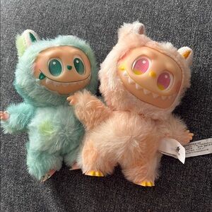 Fufu Monster Plush Set - Mint Green and Peach